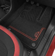 Renault Twingo (3) Premium Textile Floor Mats - Red Trim RHD