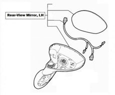 Fiat 500 Rear View Mirror, LH