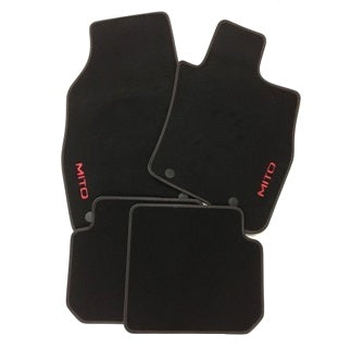 Alfa Romeo MiTo Carpet Mats, Black/Red Stitching Edge RHD 2009 