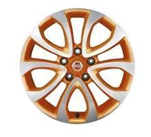 Nissan Juke (F15E) Orange Alloy Wheel, Diamond-Cut 17" inc. Centre Cap