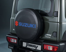 Suzuki Jimny Spare Wheel Cover, Black with Red/Blue Logo