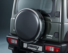 Suzuki Jimny Spare Wheel Cover, Black with Stainless Steel Ring