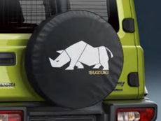 Suzuki Jimny Spare wheel soft cover, Black with Rhino