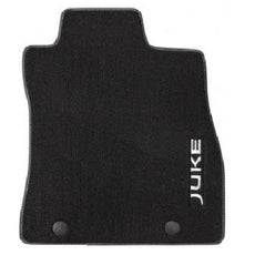 Genuine Nissan Juke (F15E) Floor Mats, Black Stitching/White Logo - 2010-2019